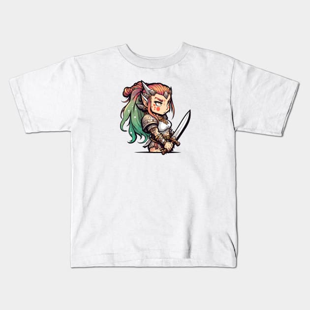 a dnd female elf barbarian Kids T-Shirt by FerdyStoreshop